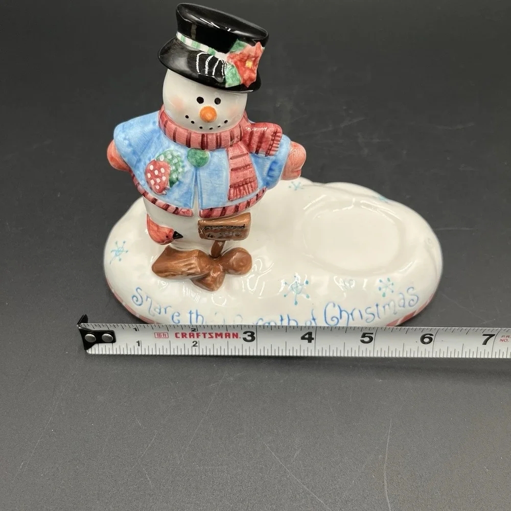 Christmas Snowfall Friends Papel Snowman Candle Holder NWT Votive Pre-Owned